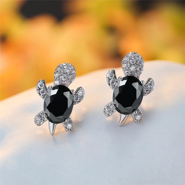 Sea Turtle Earrings in Zirconium and Silver - Image 2