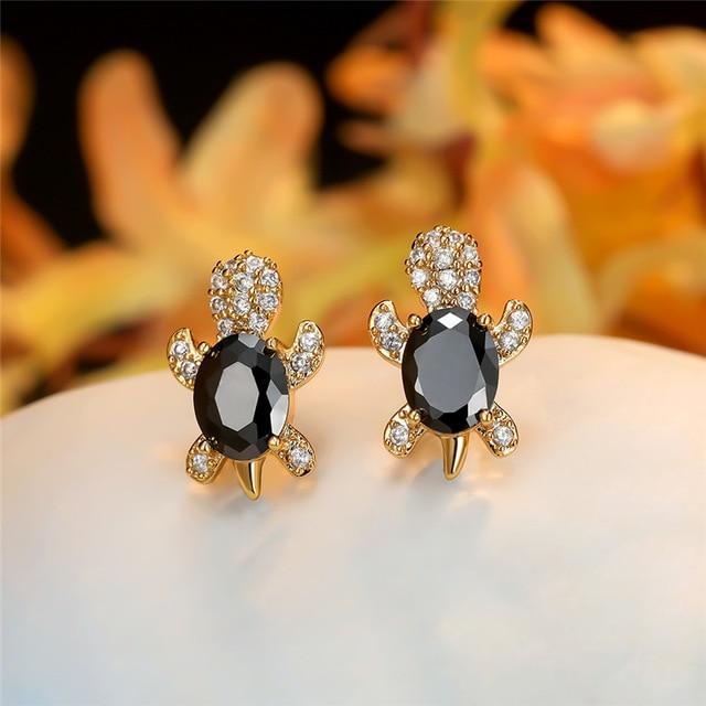 Sea Turtle Earrings in Zirconium and Silver - Image 4