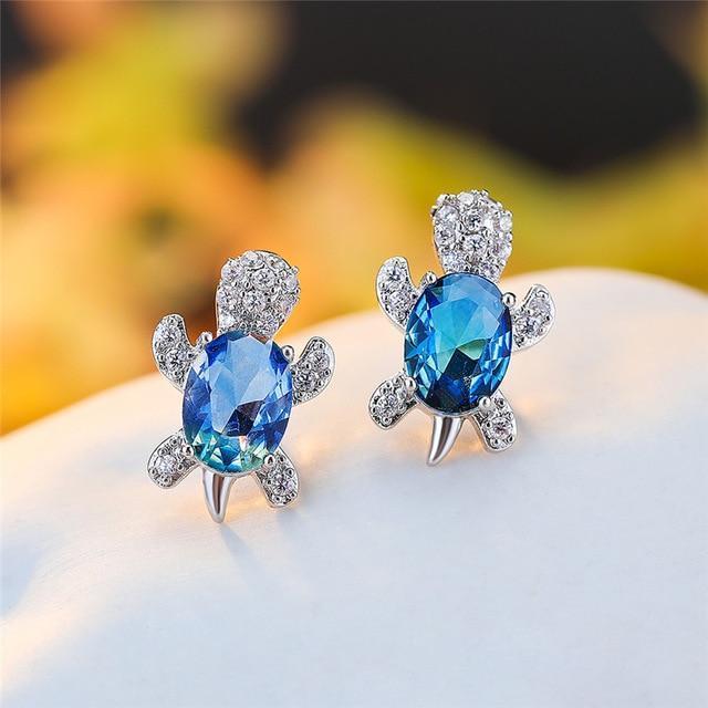 Sea Turtle Earrings in Zirconium and Silver - Image 5