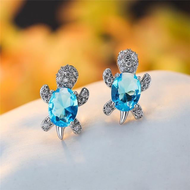 Sea Turtle Earrings in Zirconium and Silver - Image 8