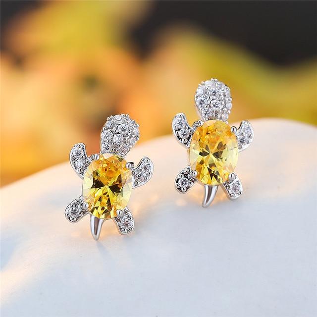 Sea Turtle Earrings in Zirconium and Silver - Image 9