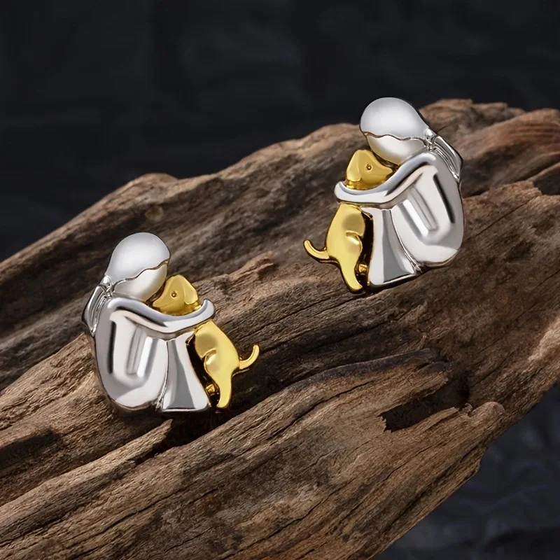 Silver and Gold Two-Tone Hug Earrings - Image 3