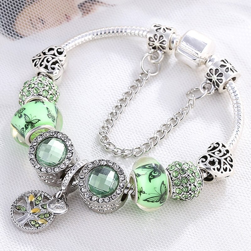 Silver and Green Crystal Bracelet - Image 2
