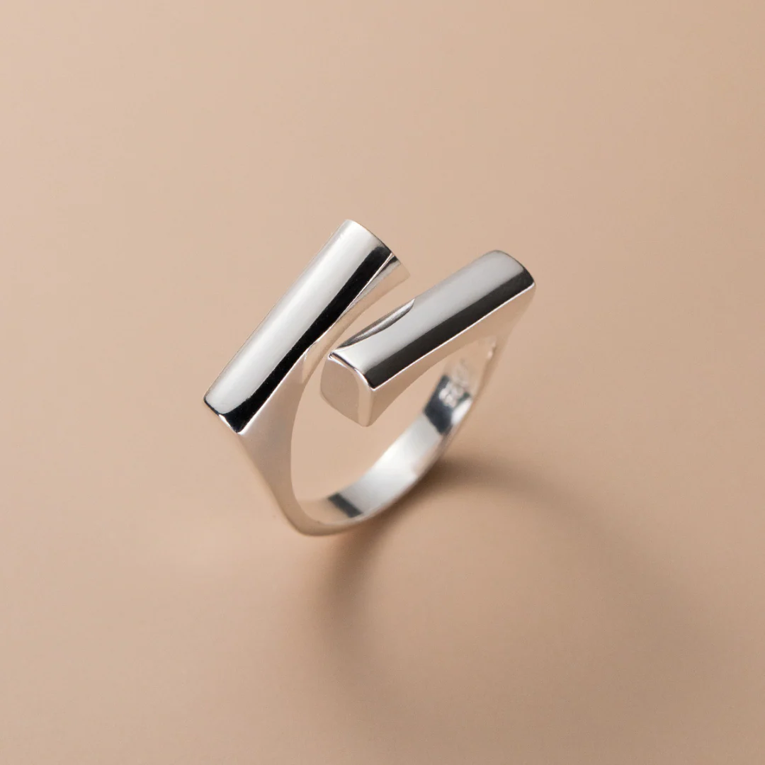 Simple Modernist 925 Silver Ring