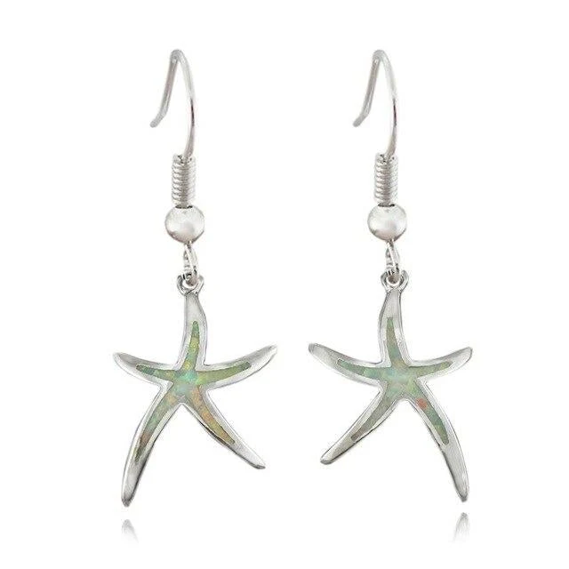 Starfish Earrings in Opal and Silver - Image 2