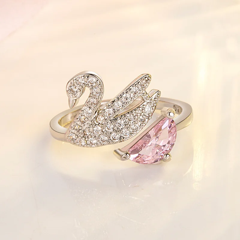 Swan Crystal Ring - Adjustable Rose Gold - Image 4