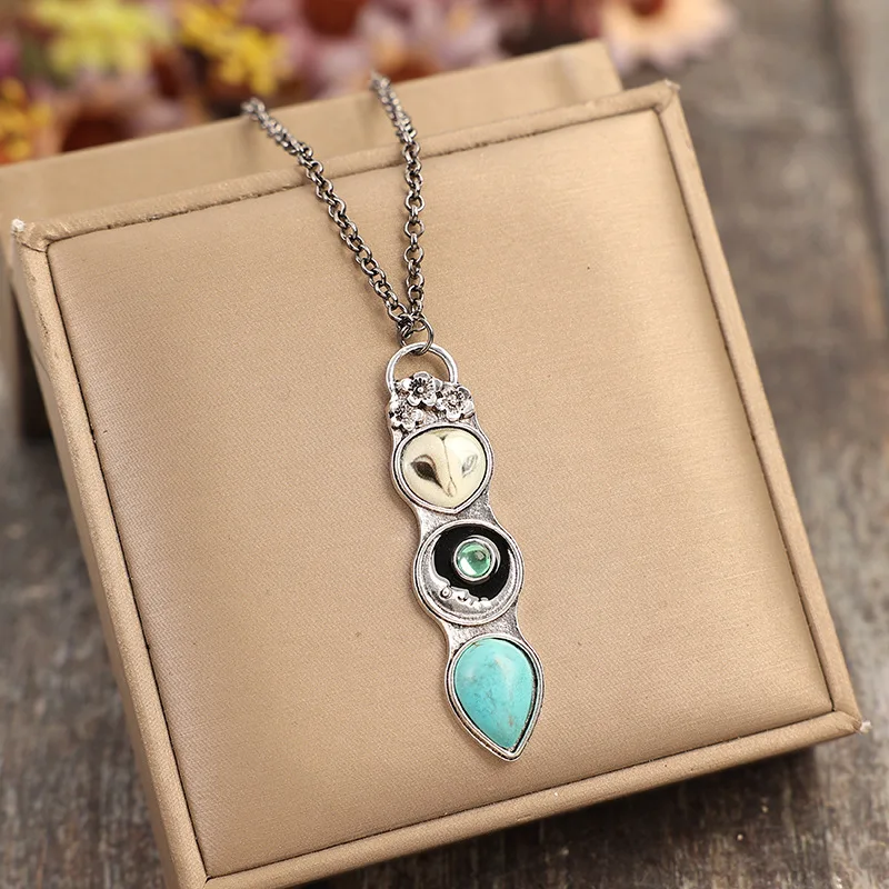 Turquoise Owl Wisdom Bar Necklace - Image 5