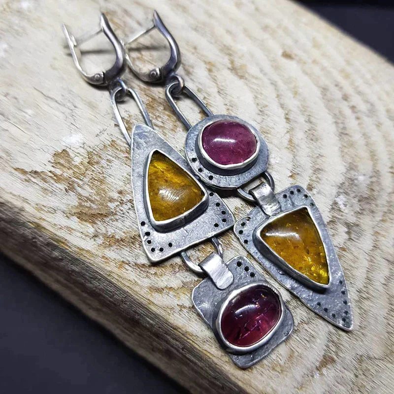 Vintage Geometric Triangular Earrings