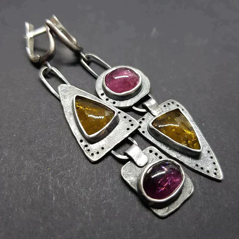 Vintage Geometric Triangular Earrings - Image 2