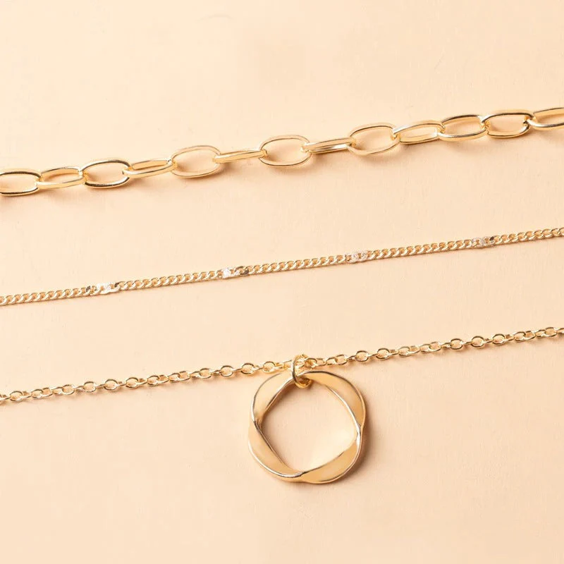 Vintage Layered Chain Necklace with Pendant - Image 2