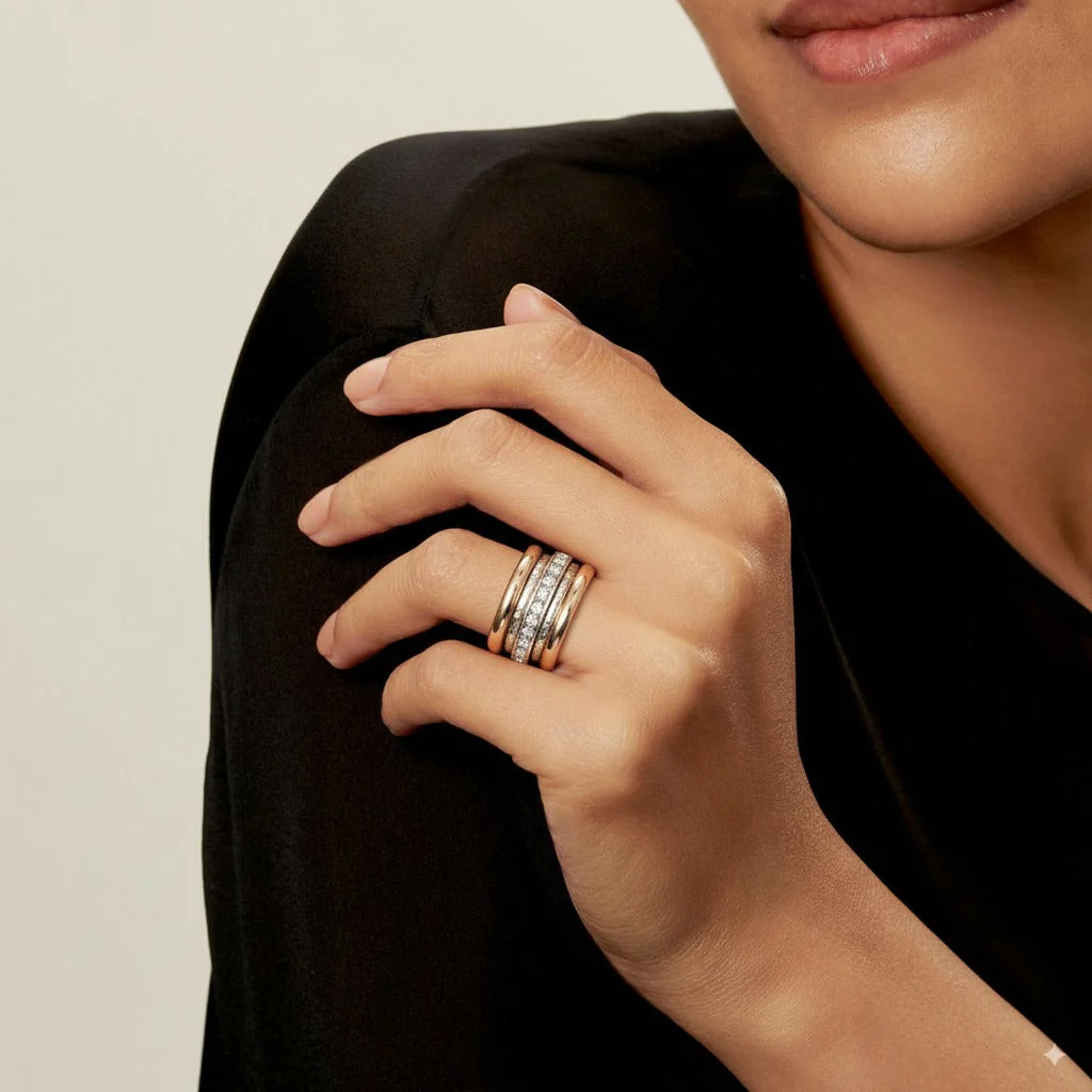 Vintage Thick Gold and Silver Ring - Image 2