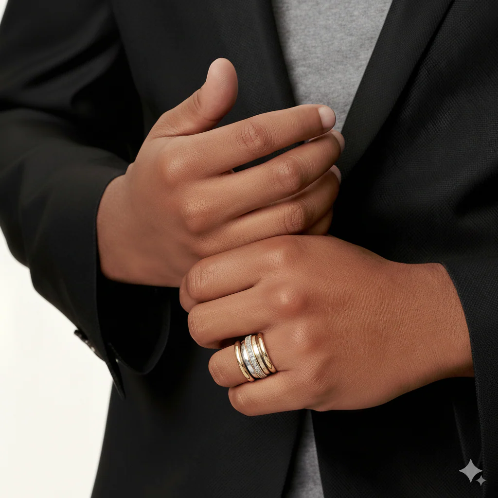 Vintage Thick Gold and Silver Ring - Image 3