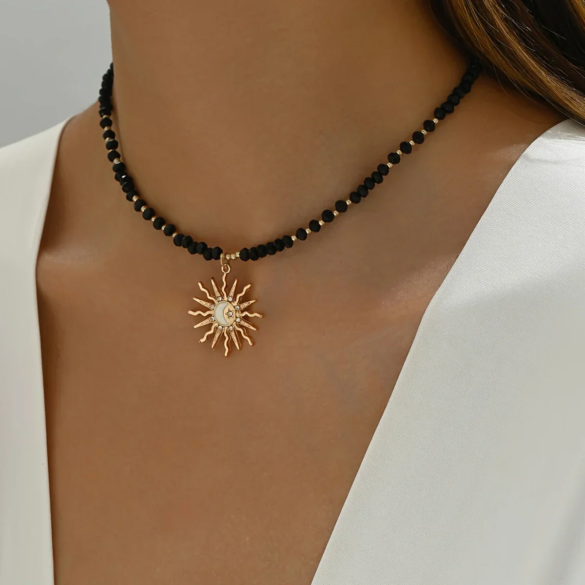 Waterproof Bohemian Style Gold Sun Necklace - Image 5