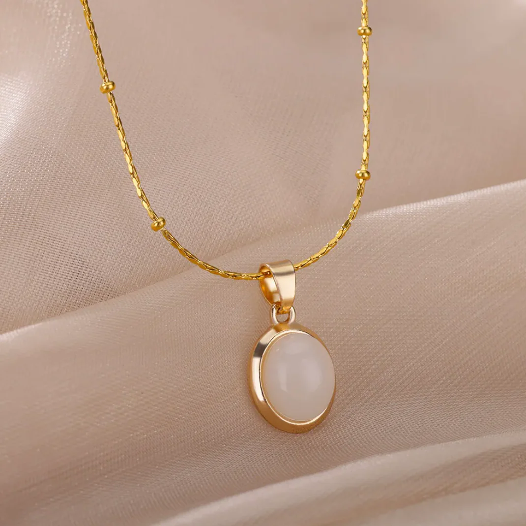 White Quartz 18K Gold Necklace